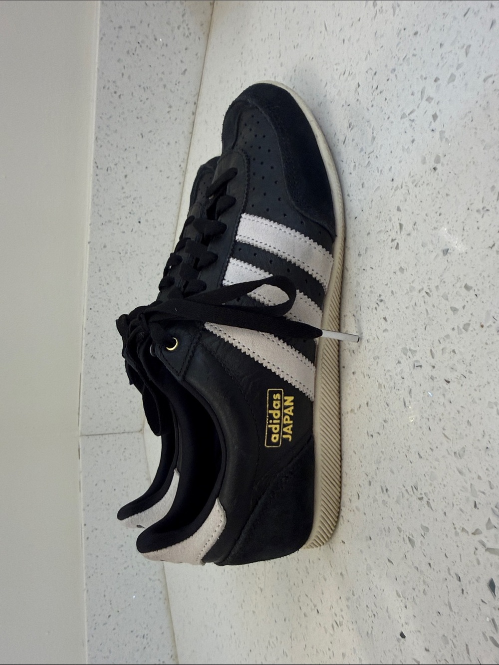 adidas Men's Black Sneakers with White Stripes